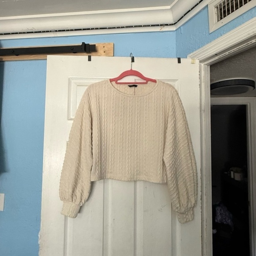 SHEIN Cream Textured Knit Top